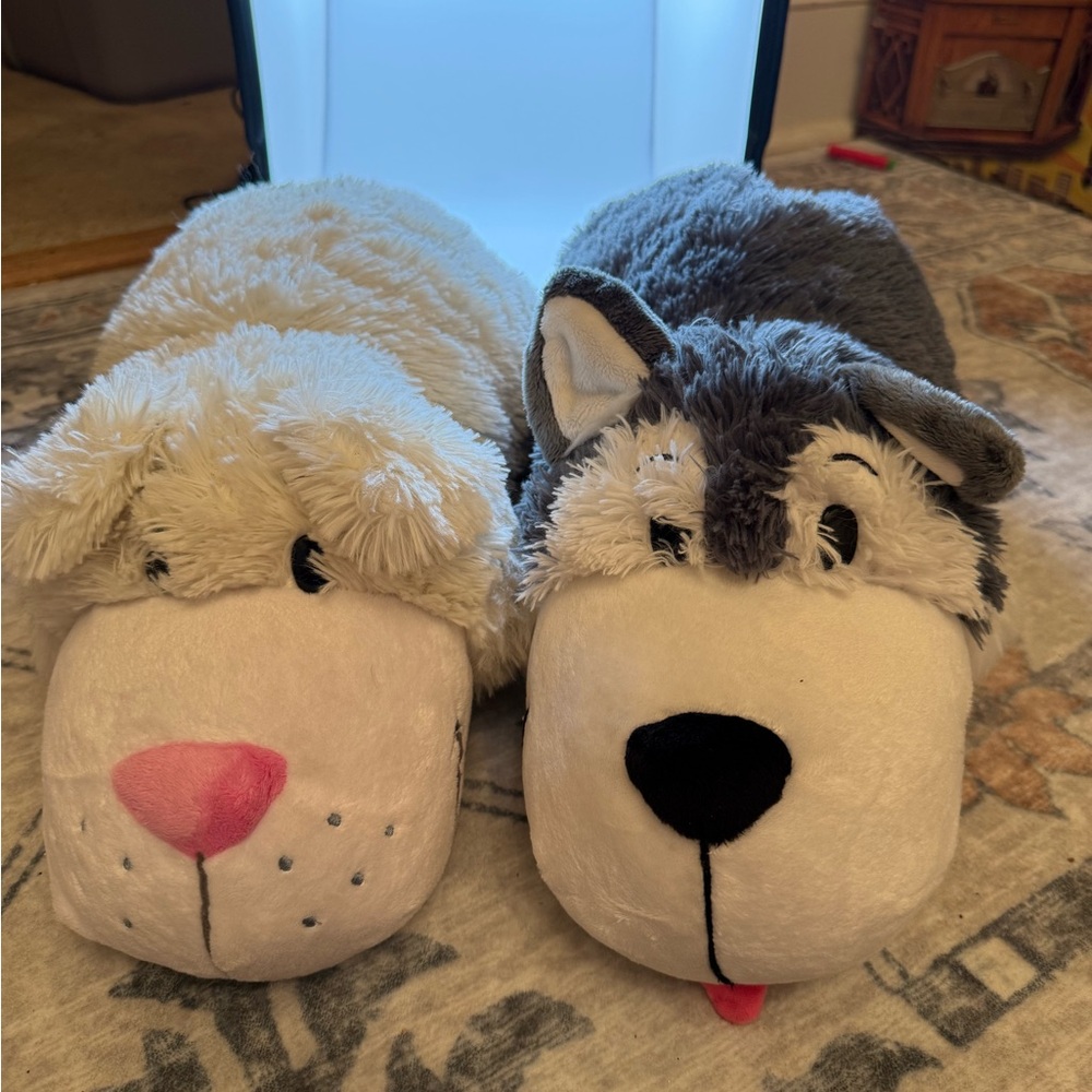 Plush Dog Toys - White and Gray